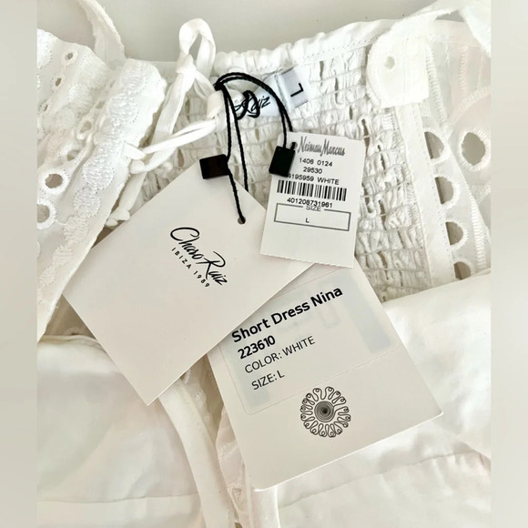 New CHARO RUIZ | Nina Fit and Flare White Eyelet Short Mini Dress Size Large - Picture 11 of 14